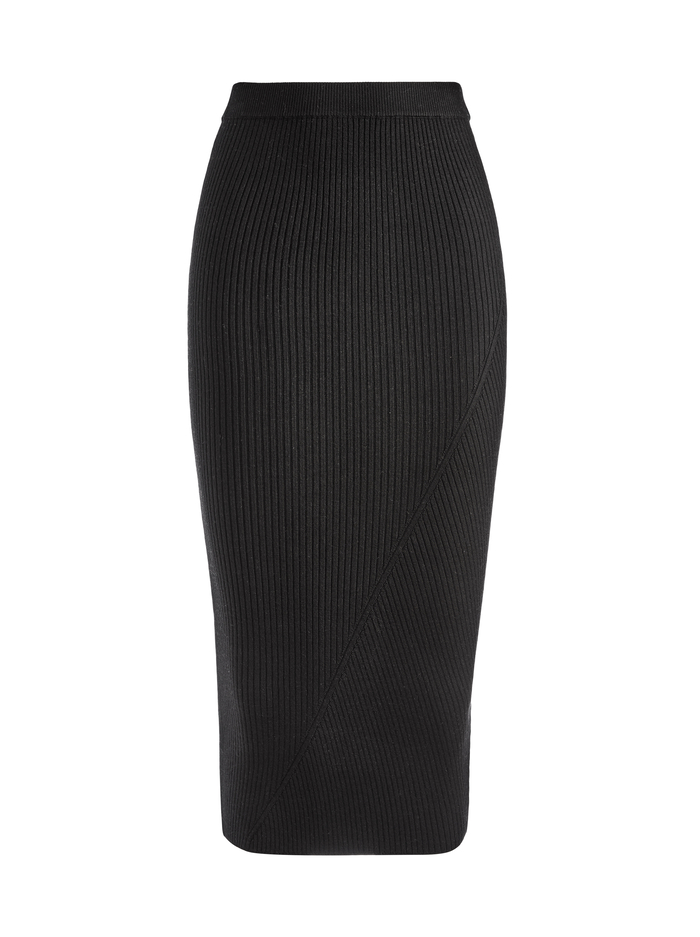 LAINA RIBBED KNIT MIDI SKIRT - BLACK image 5 - Alice And Olivia