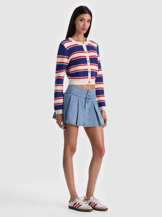 AMERICANA STRIPE-DOLLIE STRIPED CABLE CARDIGAN