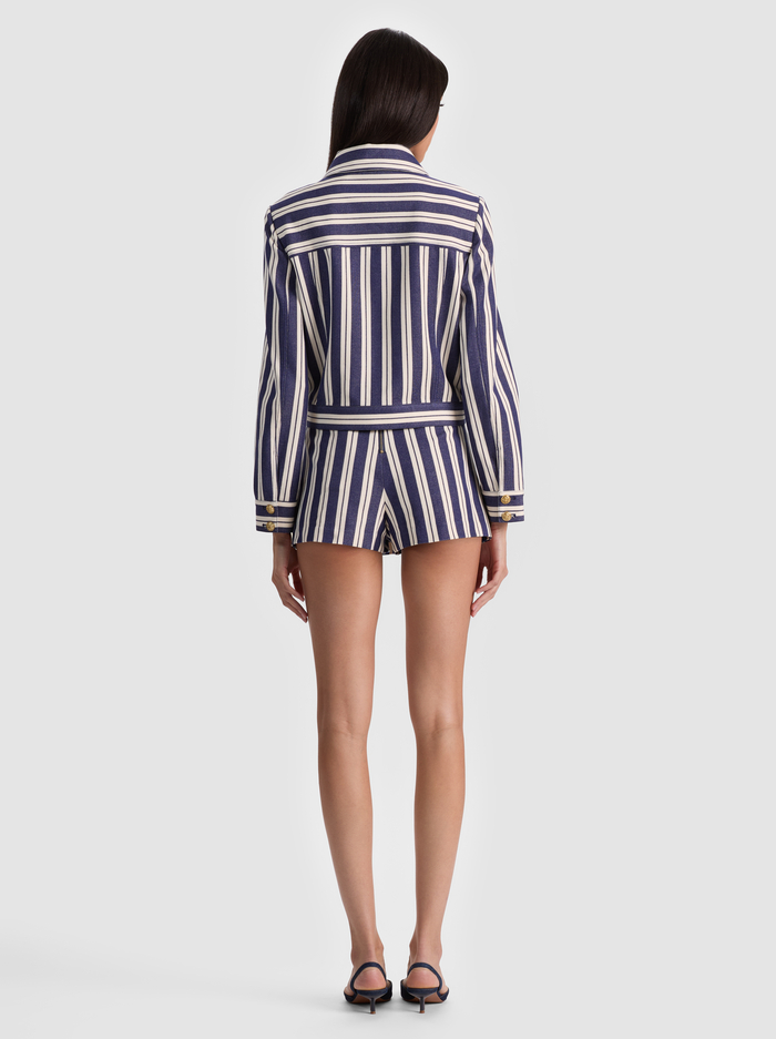 ALEX CROPPED JACKET - METRO STRIPE TWILIGHT BLUE image 3 - ALICE + OLIVIA