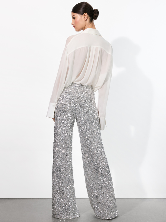 SILVER-MAME SEQUIN PANT