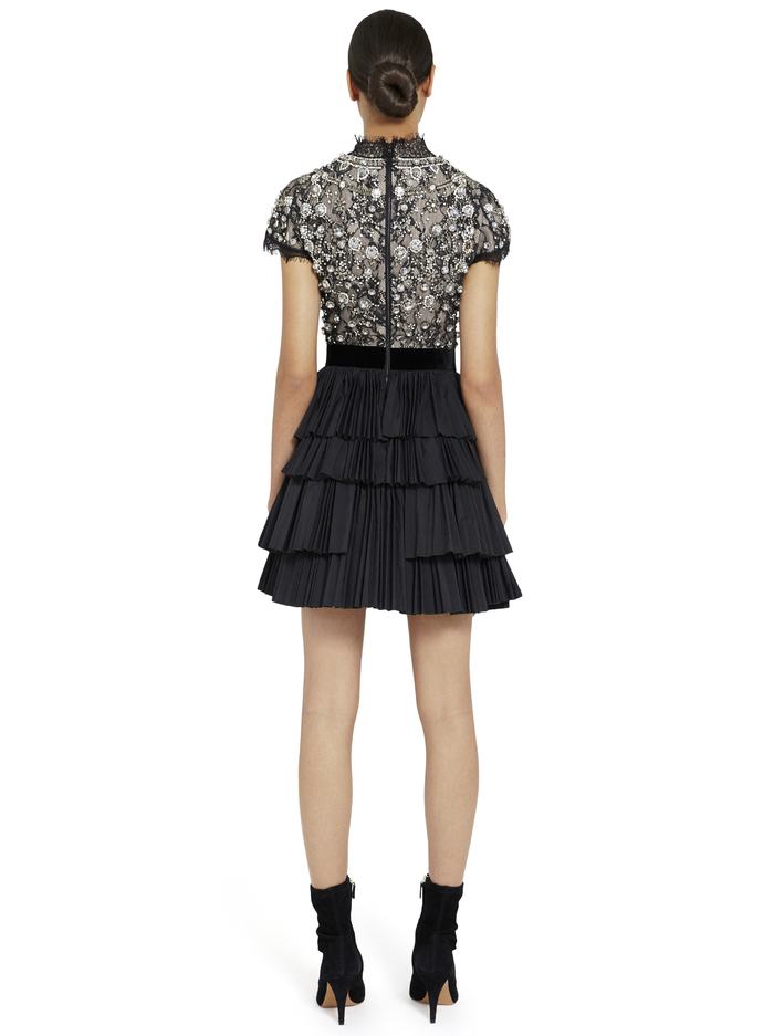 DORIAN CRYSTAL MOCK NECK MINI GOWN - BLACK image 2 - Alice And Olivia
