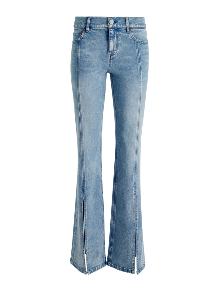 SEDONA LOW RISE CENTER FRONT SLITS FLARE JEAN - LIGHTNING BLUE image 5 - Alice And Olivia