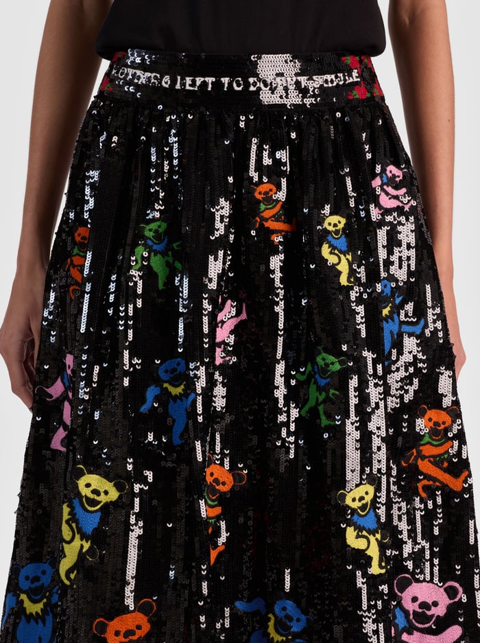 A+O X GRATEFUL DEAD TINA BALLGOWN SKIRT - GRATEFUL BEARS BLACK image 4 - Alice And Olivia