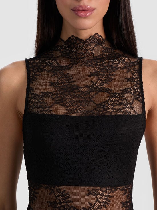BLACK-NICHOL LACE MINI DRESS