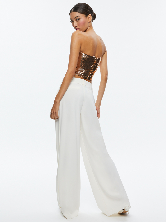 VIVI SEQUIN CROPPED TOP - TAN/BRONZE image 2 - Alice And Olivia