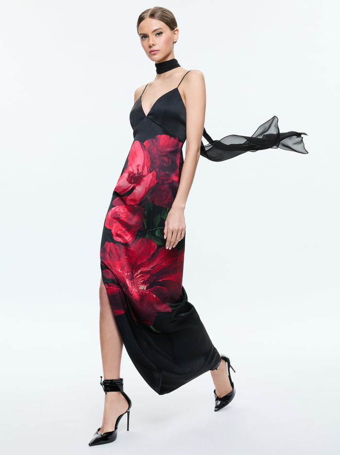 MONIKA MAXI DRESS - PEONY PETALS BRIGHT RUBY image 3 - Alice And Olivia