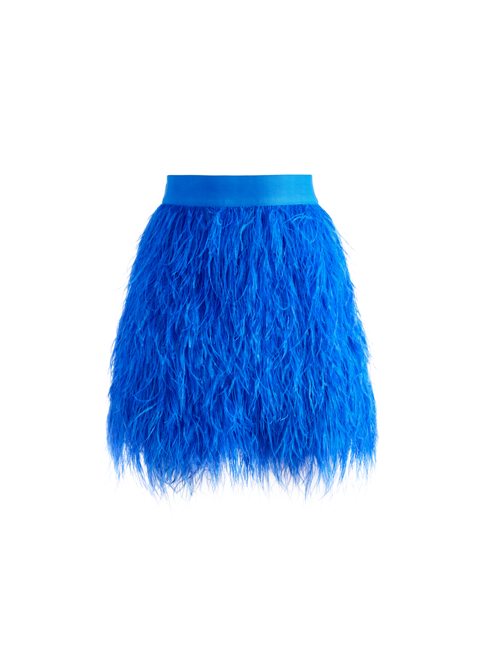 CINA FEATHER SKIRT - PALACE BLUE image 5 - Alice And Olivia