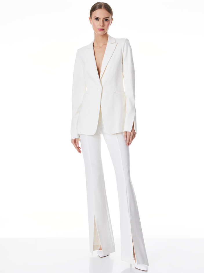 BREANN LONG FITTED BLAZER + BRICE HIGH WAISTED SLIM FRONT SLIT PANT - 