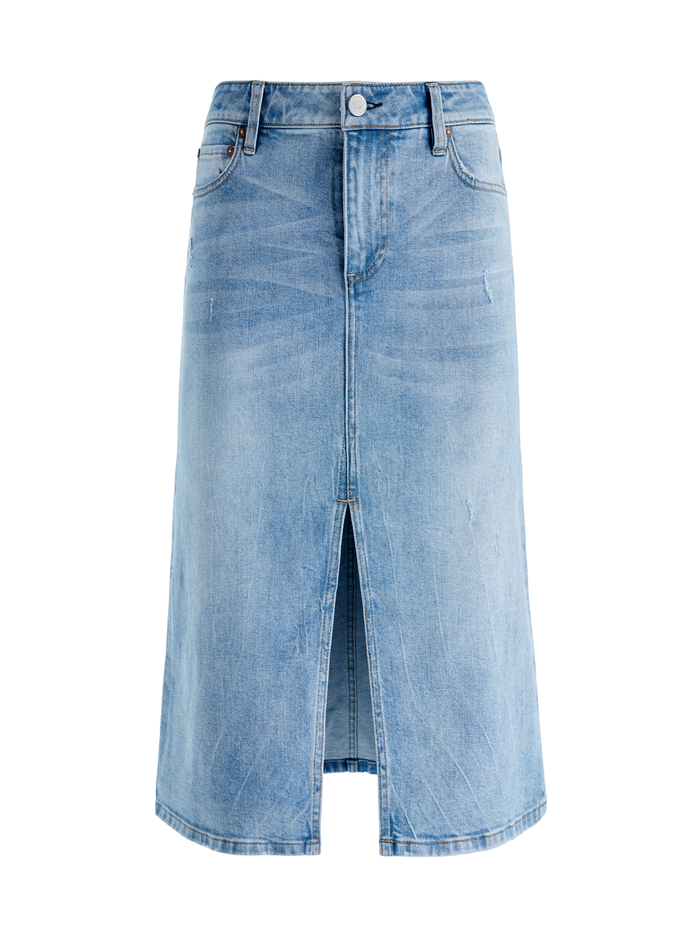 RYE MIDI DENIM SKIRT - LIGHTNING BLUE image 5 - Alice And Olivia