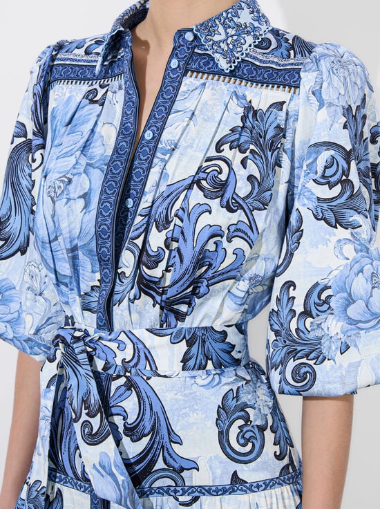 SCROLL SYMPHONY-GENEVA MIDI DRESS