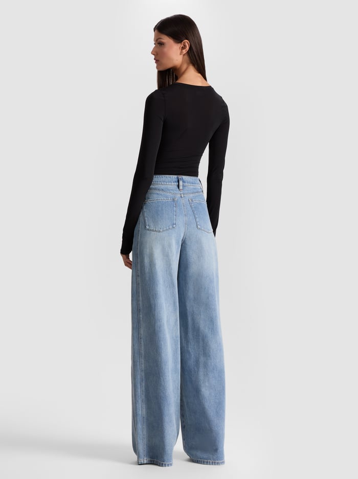 HOTTIE LONG SLEEVE BODYSUIT - BLACK image 2 - Alice And Olivia