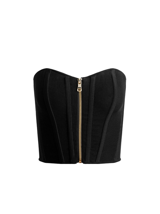 BLACK-TASHA ZIP FRONT CORSET