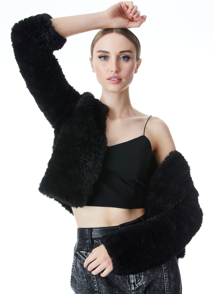 FAWN FAUX FUR JACKET - BLACK - Alice And Olivia