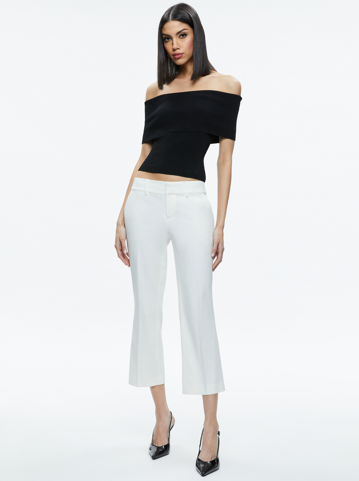 JANIS LOW RISE CROPPED FLARE PANT - OFF WHITE image 1 - Alice And Olivia
