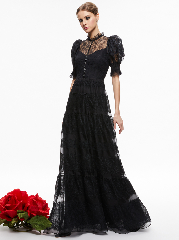 VERNITA TIERED MAXI DRESS - BLACK image 4 - Alice And Olivia
