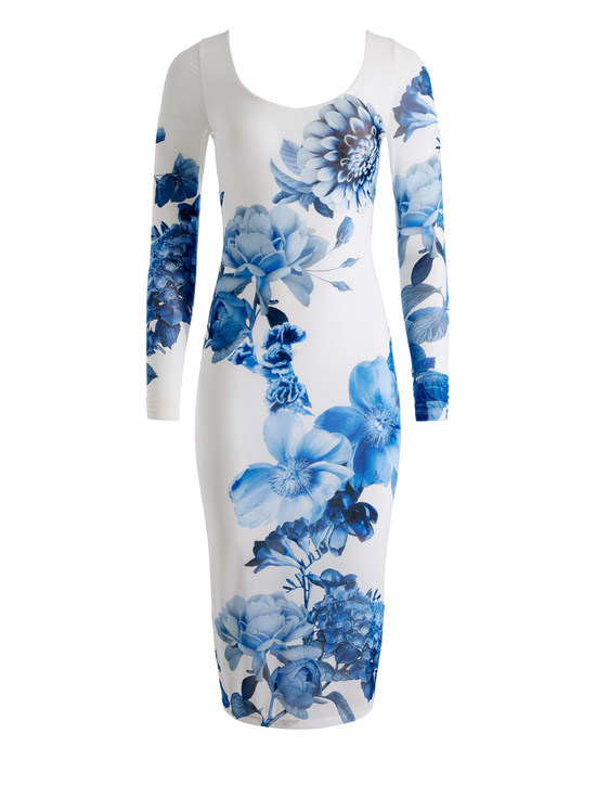 AFFECTION-DELORA SCOOP NECK MIDI DRESS