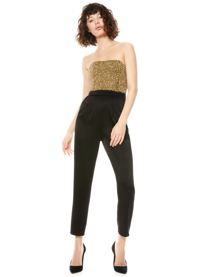 JERI EMBELLISHED JUMPSUIT - BLACK/GOLD image 4 - Alice And Olivia