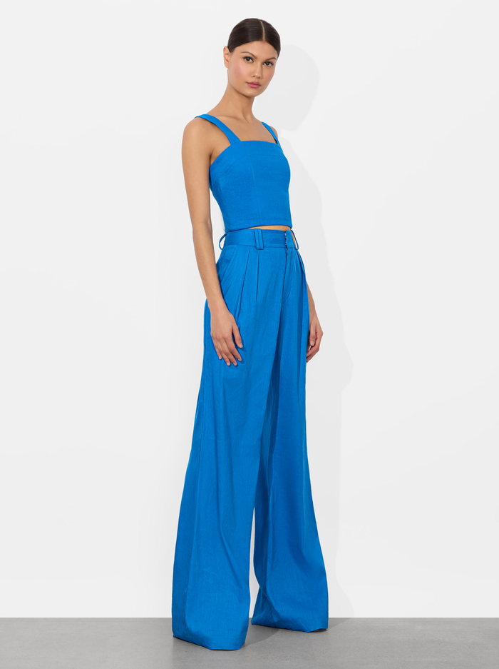 NATALIA LINEN LACE UP TOP - TRUE BLUE image 4 - Alice And Olivia