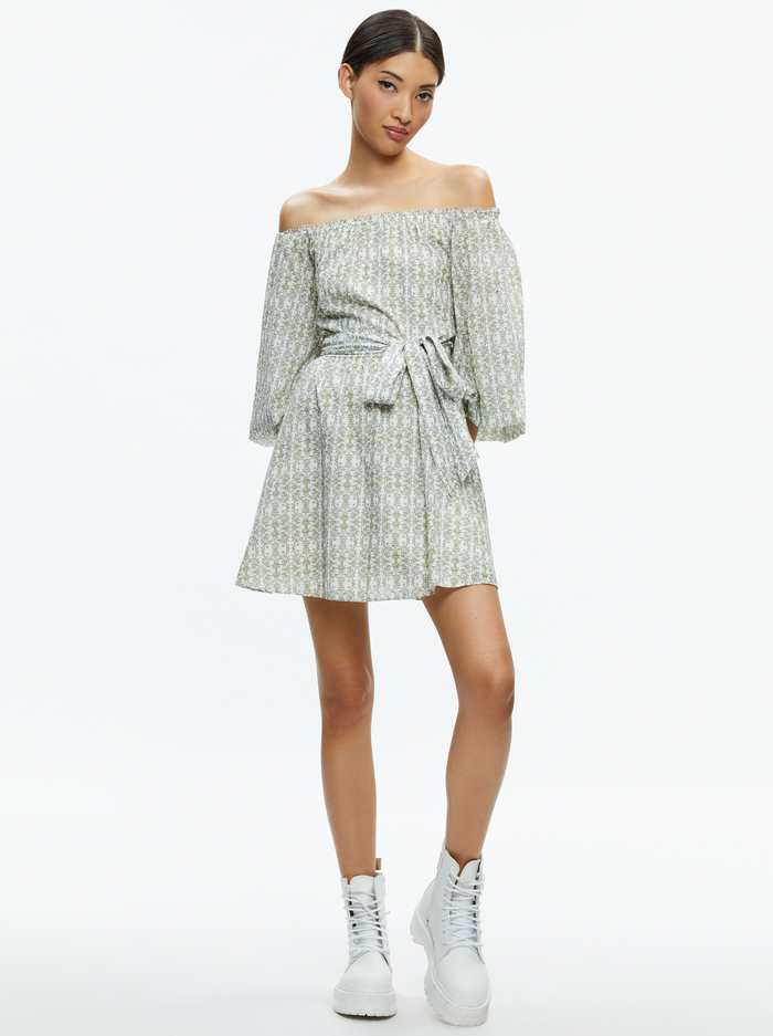 MARY OFF SHOULDER MINI DRESS - REPUBLIC GEO - Alice And Olivia