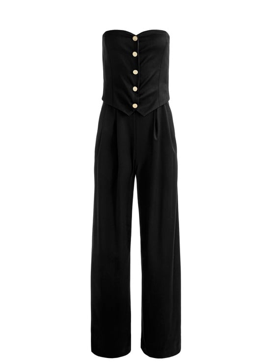 BLACK-KELCEY STRAPLESS WOOL JUMPSUIT