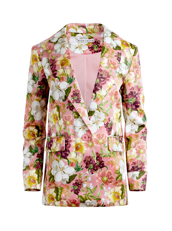 JUSTIN ROLLED CUFF BLAZER - JUNIPER FLORAL ROSE image 5 - Alice And Olivia