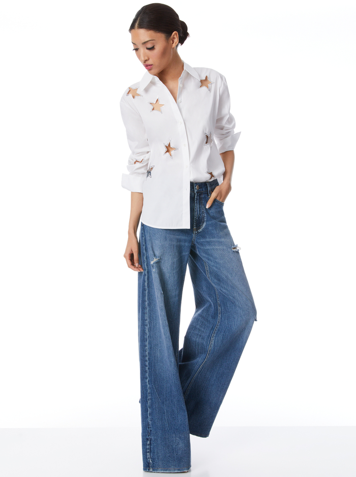 FINELY STAR EMBELLISHED BUTTON DOWN - OFF WHITE image 4 - Alice And Olivia