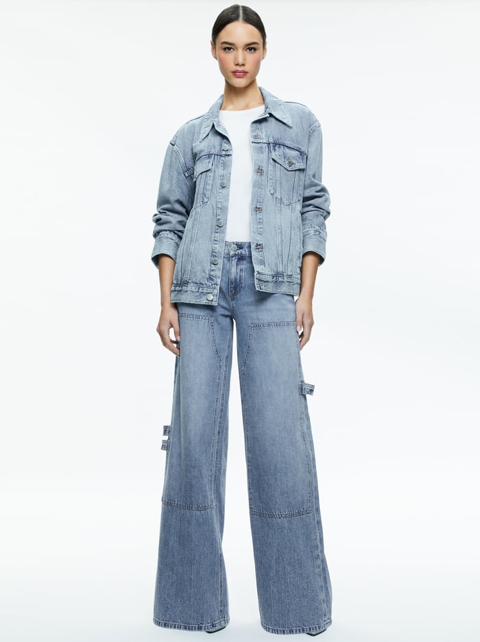 JEFF OVERSIZED DENIM JACKET - SADIE LT VINTAGE BLUE image 2 - Alice And Olivia