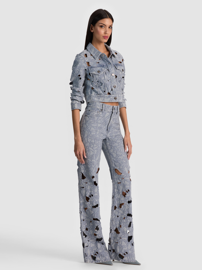 CHLOE LASERCUT DENIM JACKET - ROCKSTAR BLUE image 4 - ALICE + OLIVIA