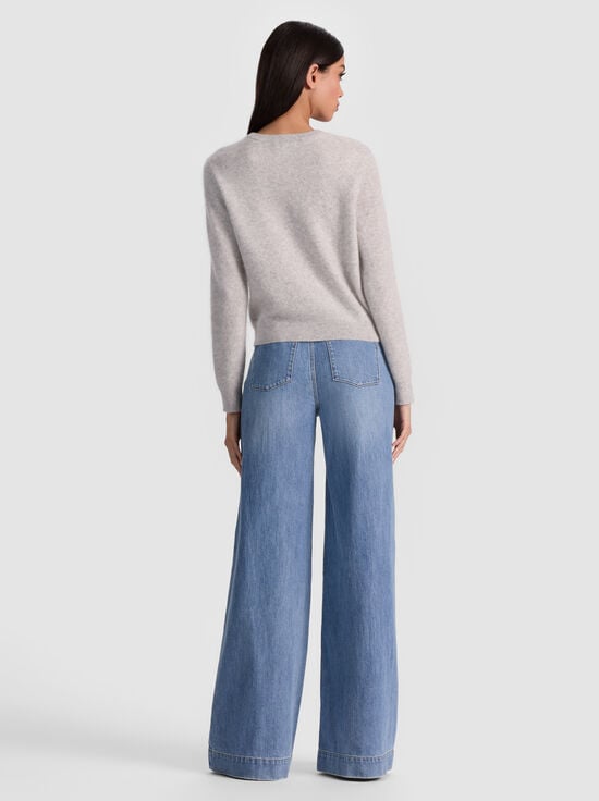 STORM GREY HEATHER-CAROLEE CASHMERE PULLOVER