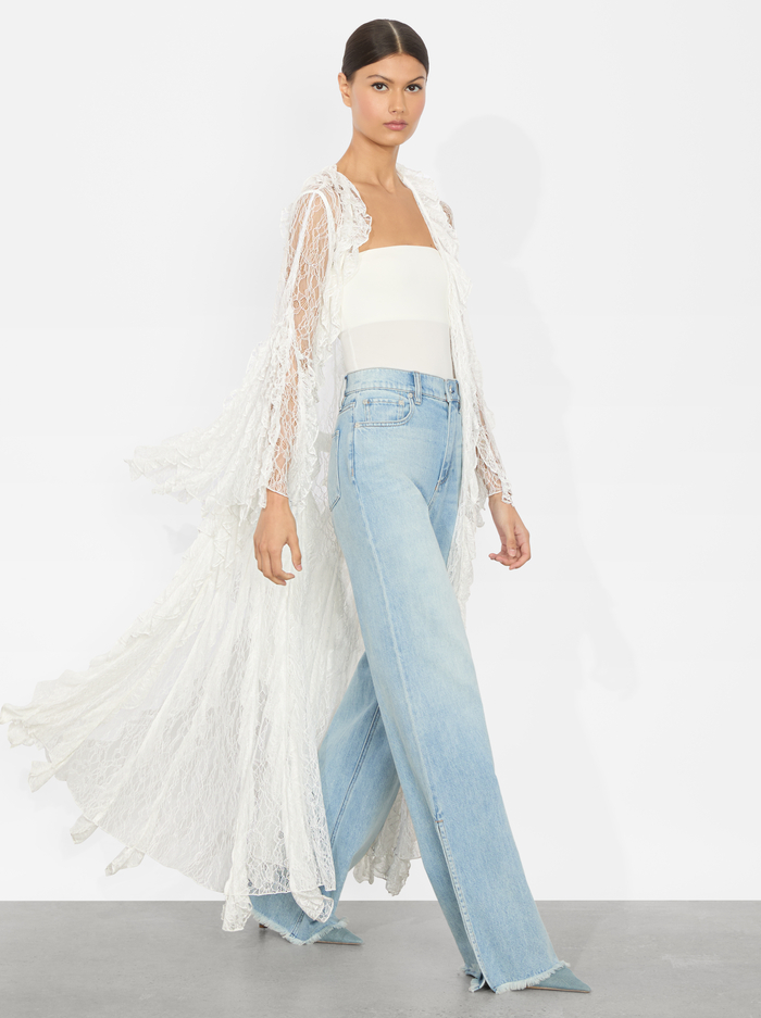 CHER RUFFLE MAXI ROBE - OFF WHITE image 1 - Alice And Olivia
