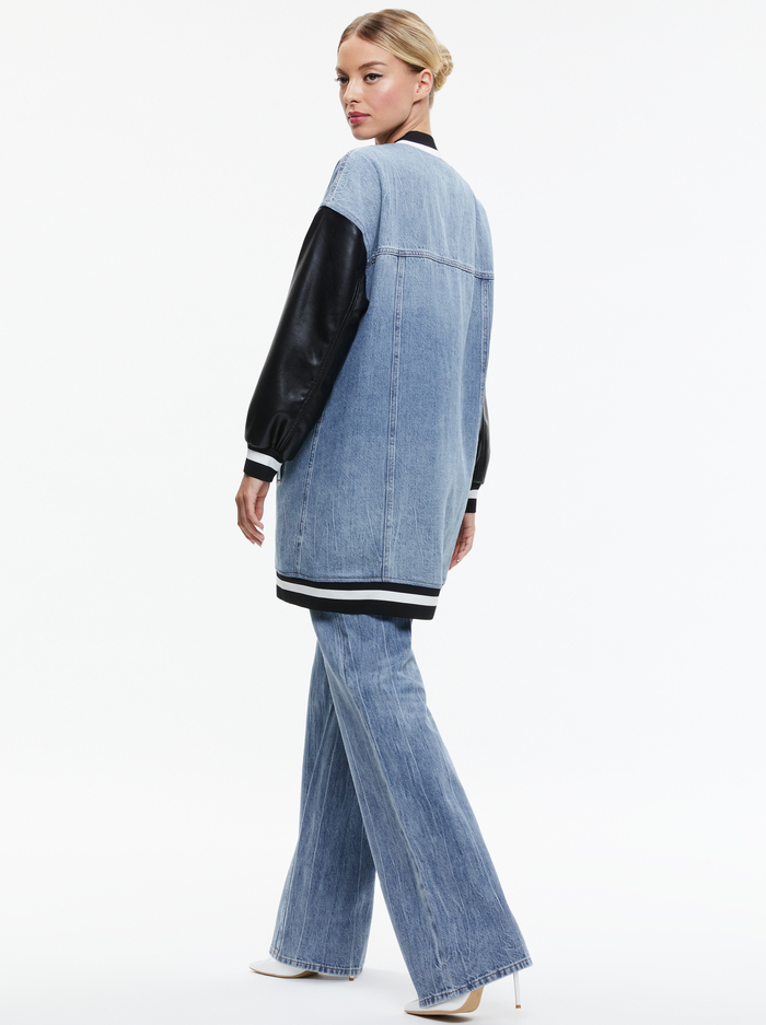 ORTEN OVERSIZED VARSITY JACKET - SADIE LT VINTAGE BLUE image 1 - Alice And Olivia