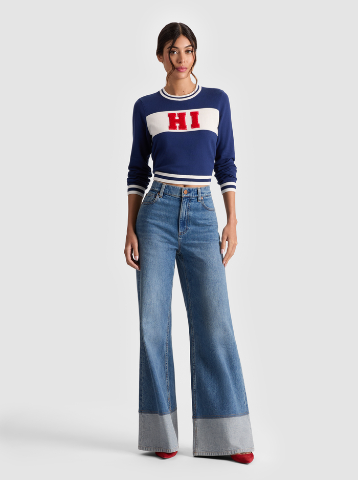 CAROLANN SHRUNKEN PULLOVER - INDIGO/MULTI image 1 - Alice And Olivia