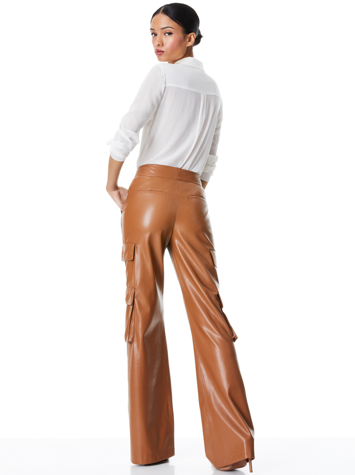 HAYES VEGAN LEATHER WIDE LEG PANT - CAMEL image 1 - ALICE + OLIVIA