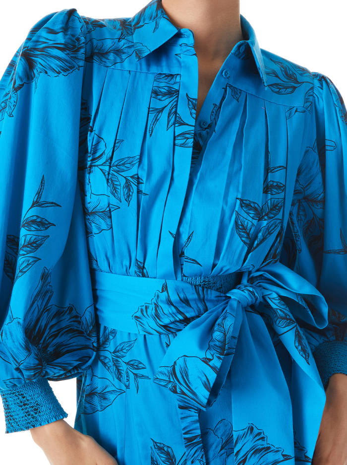 TIFFIE BELTED MINI DRESS - ASTER FLORAL TURKISH BLUE image 3 - Alice And Olivia