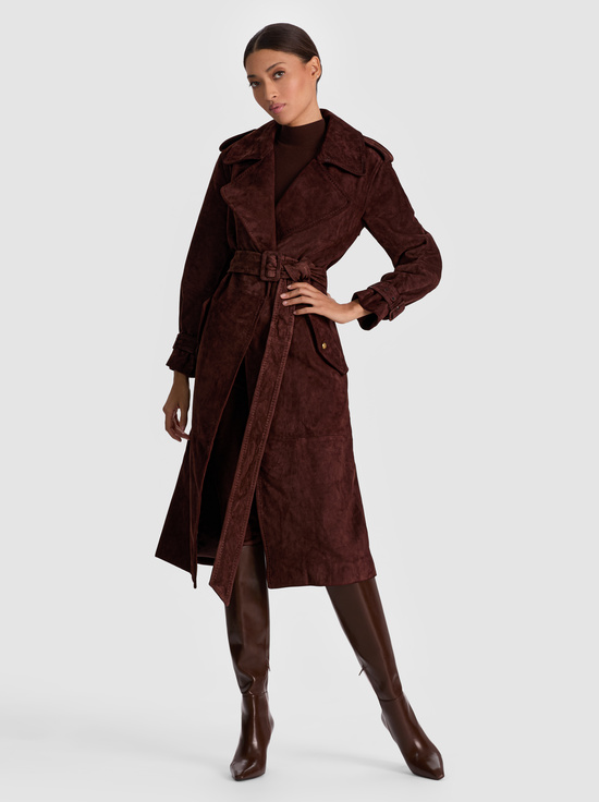 DARK CHOCOLATE-NEVADA SUEDE TRENCH COAT