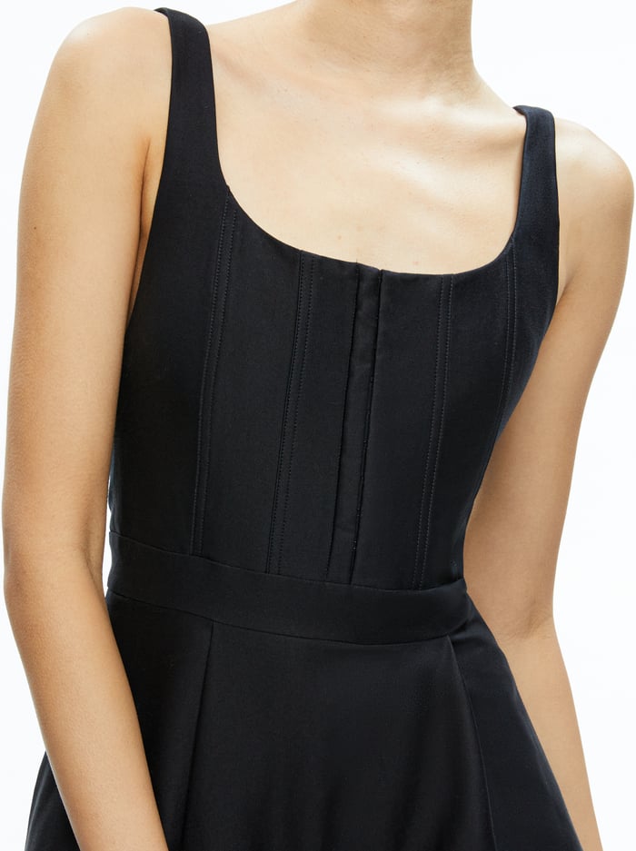 DIANA SLEEVELESS STRUCTURED MIDI DRESS - BLACK image 1 - Alice And Olivia