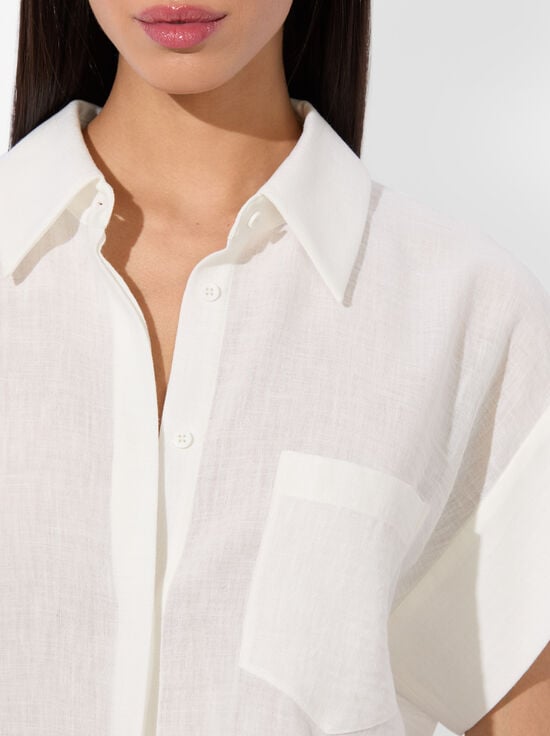 OFF WHITE-FINELY SHORT SLEEVE BUTTON DOWN