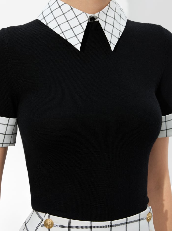 ASTER COLLARED PULLOVER - BLACK/SOFT WHITE image 4 - Alice And Olivia