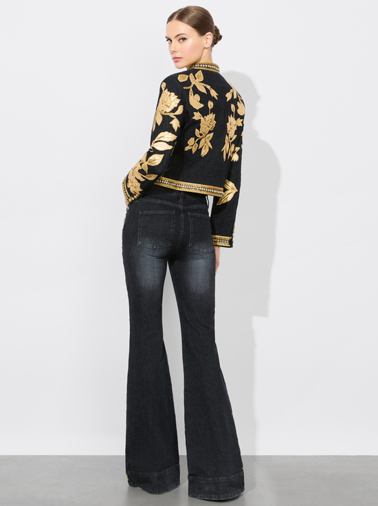MAYA CHARCOAL BLACK/GOLD-EMERSON DENIM MILITARY JACKET