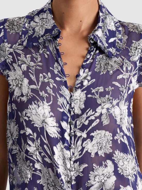 BLOOMING WILD INDIGO-MARTEL BLOUSE