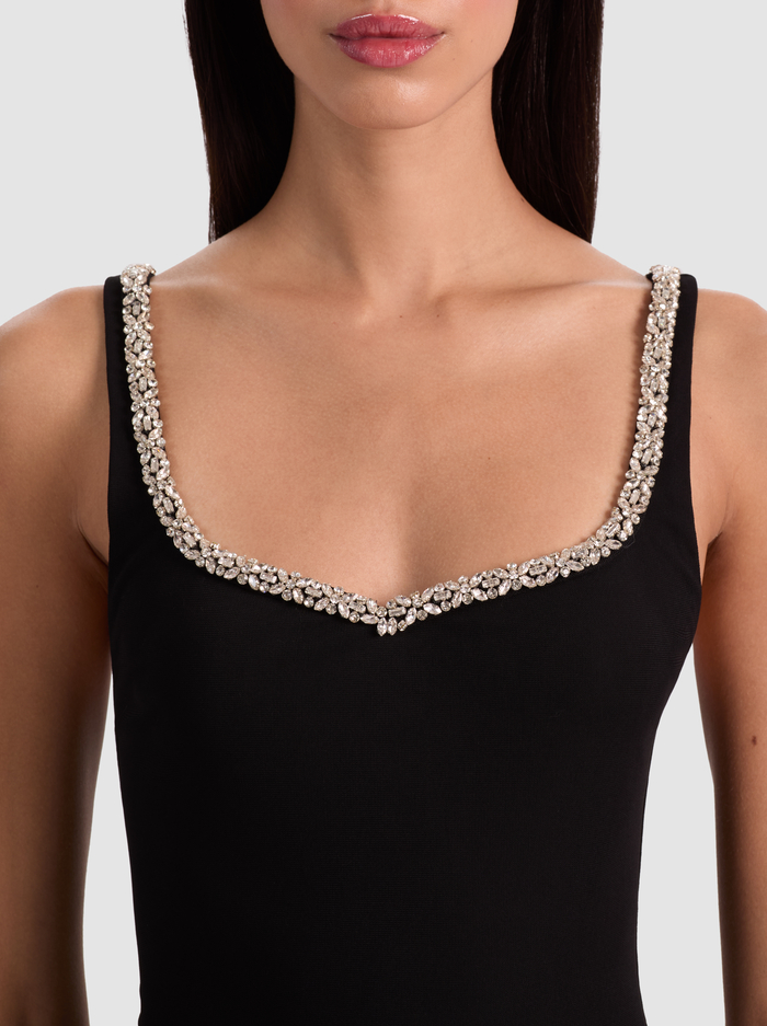 EVE EMBELLISHED TRIM MINI DRESS - BLACK image 1 - Alice And Olivia