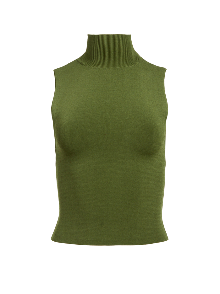 DARINA FITTED MOCK NECK TANK - ARMY GREEN image 5 - Alice And Olivia