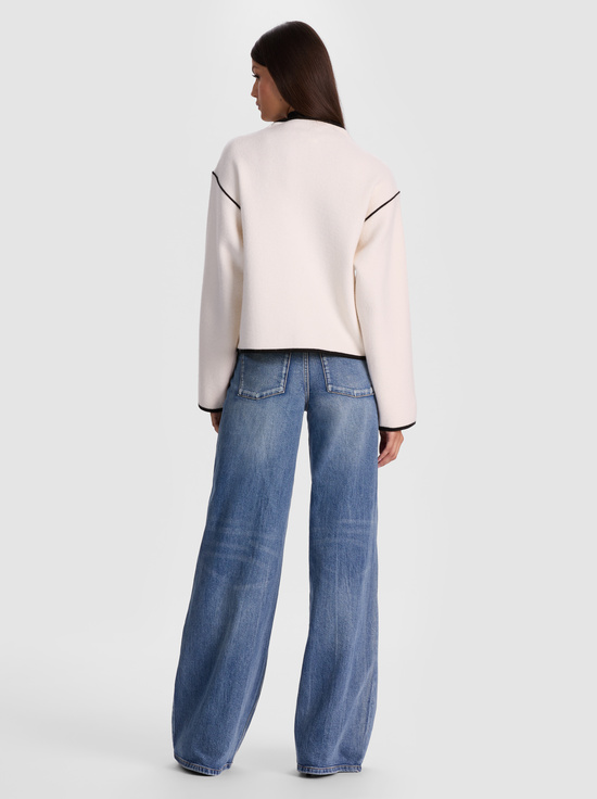 SOFT WHITE/BLACK-PEARSON SWEATER JACKET