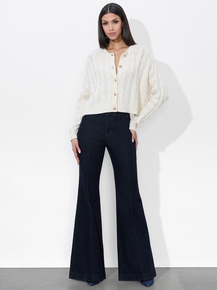 CECILIE CABLEKNIT CARDIGAN - ECRU image 5 - Alice And Olivia