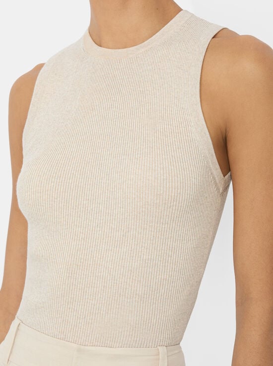 OATMEAL HEATHER-TONITA RIBBED TANK