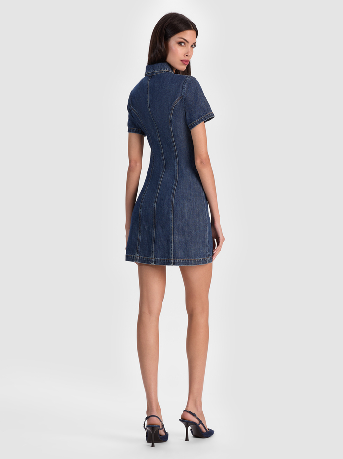 JAMIE DENIM MINI DRESS - CAMBRIA VINTAGE image 2 - Alice And Olivia