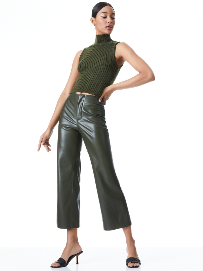LORINDA VEGAN LEATHER PANT - OLIVE image 4 - Alice And Olivia