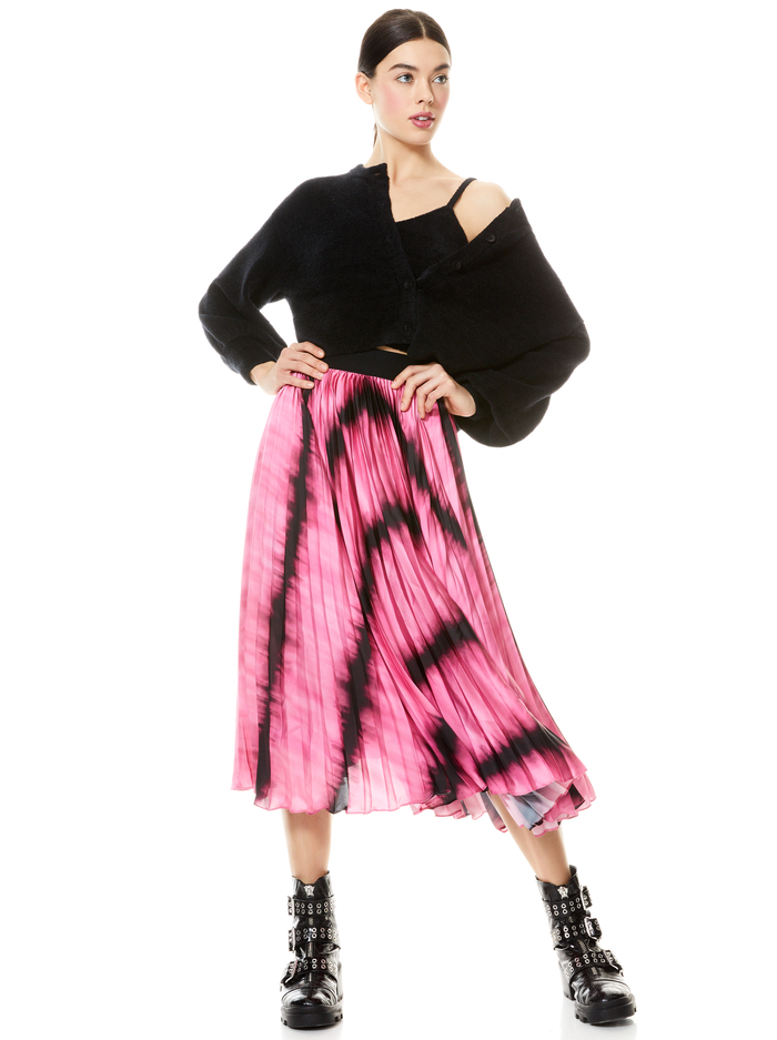 KATZ PLEATED MAXI SKIRT - WASHED TIE DYE PINK image 7 - Alice And Olivia