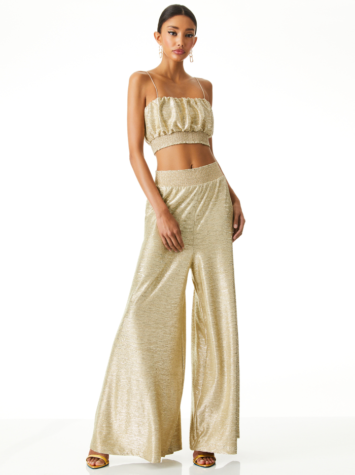 WENDEE RUCHED CROP TOP - GOLD image 2 - Alice And Olivia