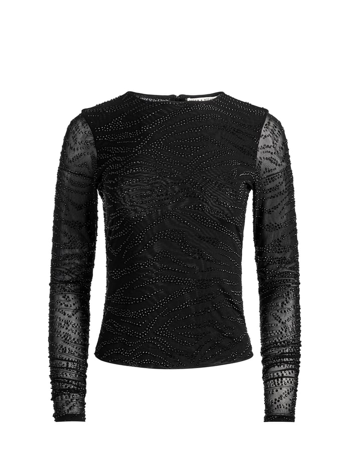 DELAINA EMBELLISHED TOP - ZEBRA/BLACK image 6 - Alice And Olivia